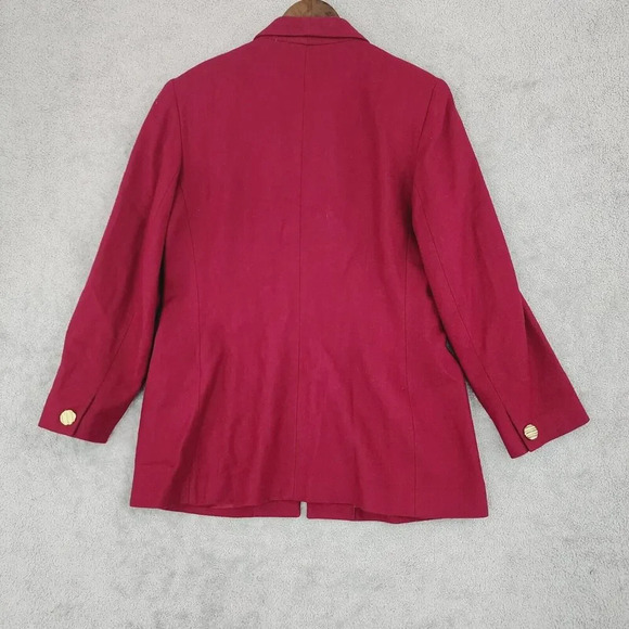 Oleg Cassini Womens 14 Red Wool Blend Blazer Jacket Work Career 23PT - Picture 2 of 8